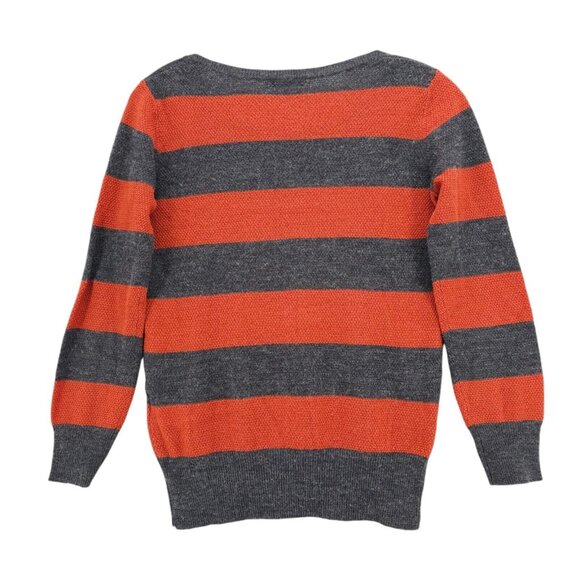 COMME CA ISM Knit Top Gray Orange Colorblock Stripe Women's MEDIUM - Picture 3 of 9